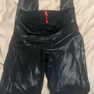 Spanx Black Shiny Faux Leather Leggings